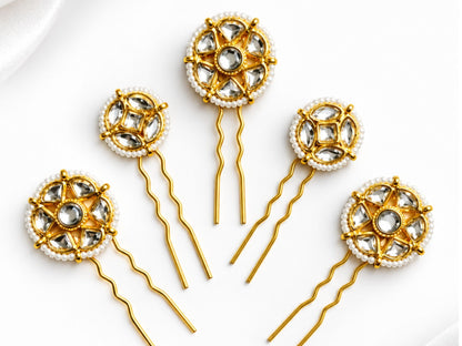 VIANA JEWELS Kesh Qala Jadau Bridal Hair Pin For Women