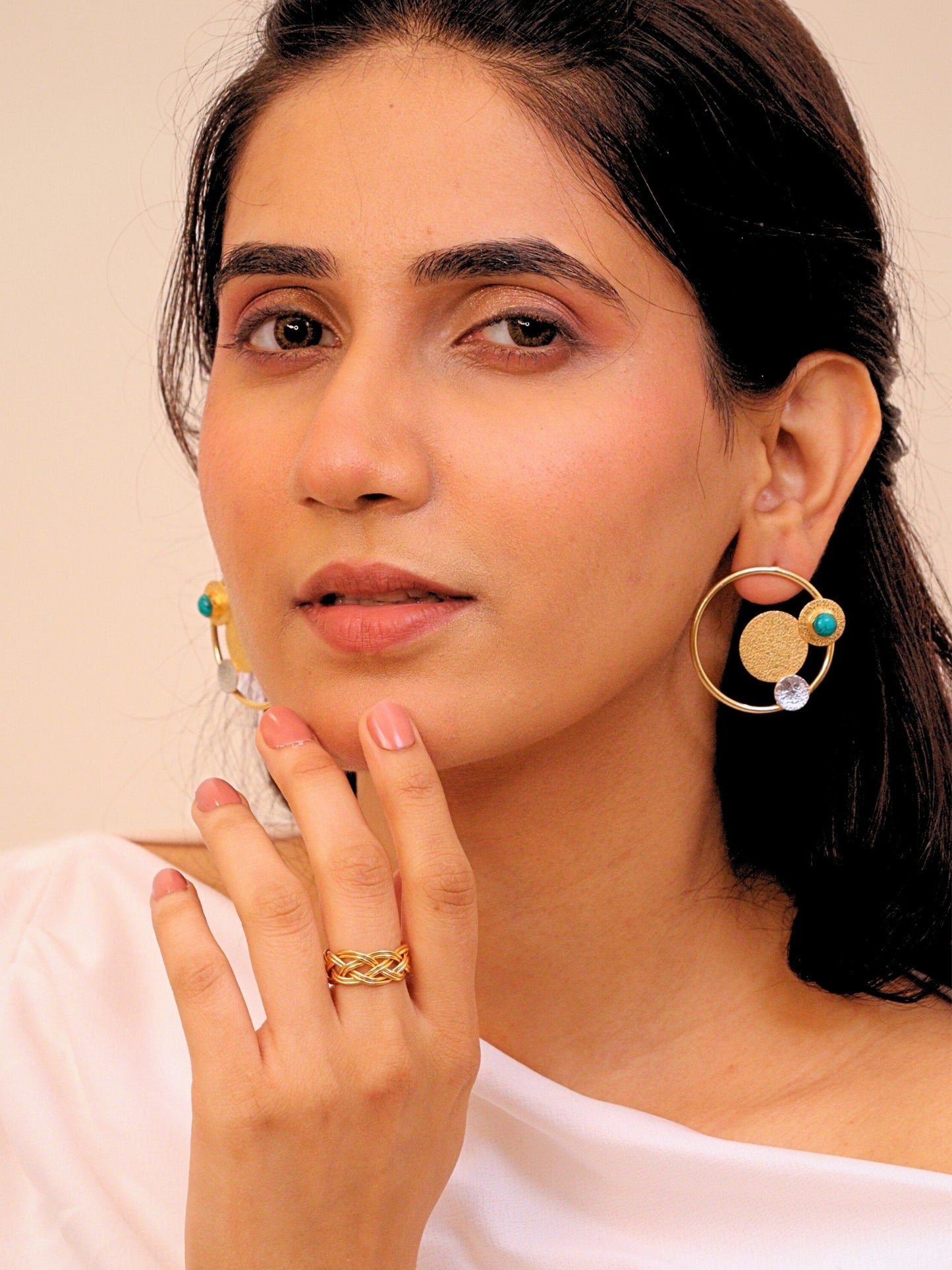 Viana Jewels Chandrika Brass Earrings for Women 18K Gold Plated Handmade