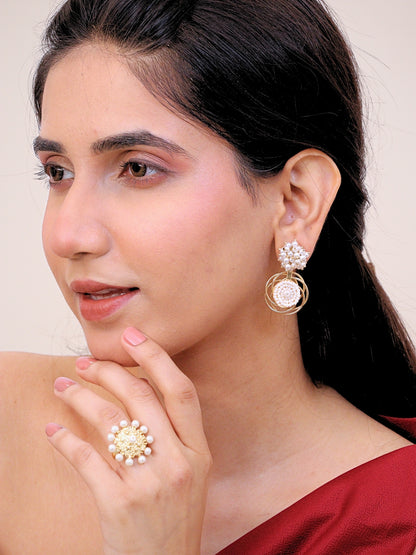 Viana Jewels Zareen Brass Earrings for Women 18K Gold Plated Handmade
