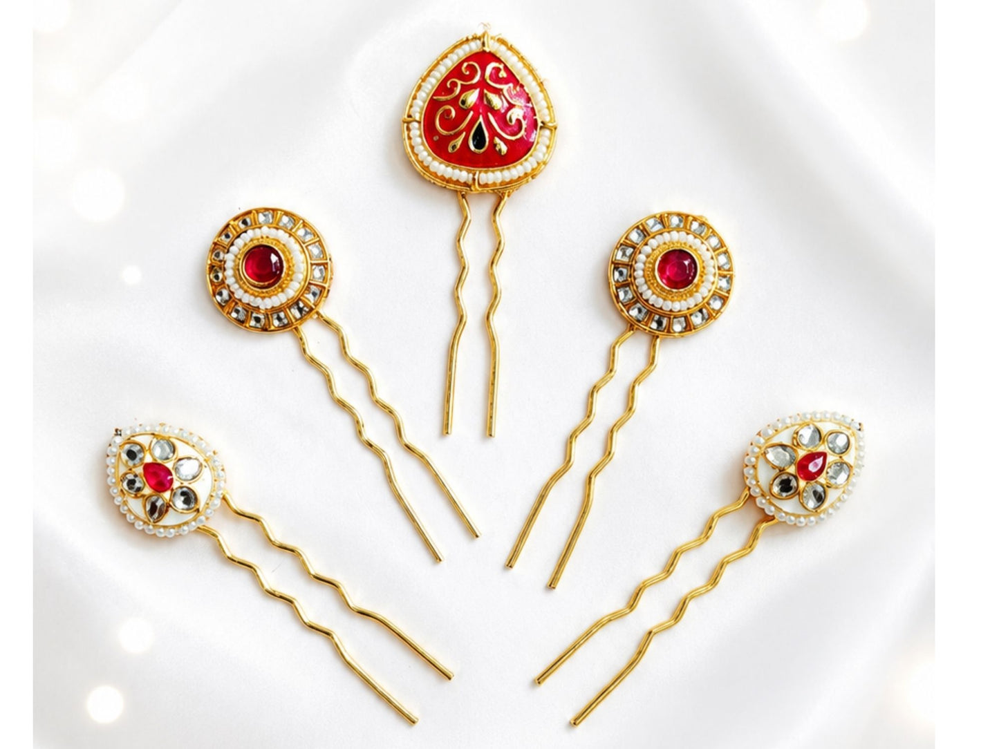 VIANA JEWELS Kesh Qala Thewa Gold Foil Hair Pin For Women