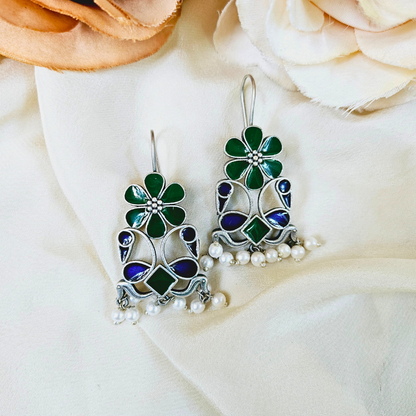 Meenakari Morni Hook Earring