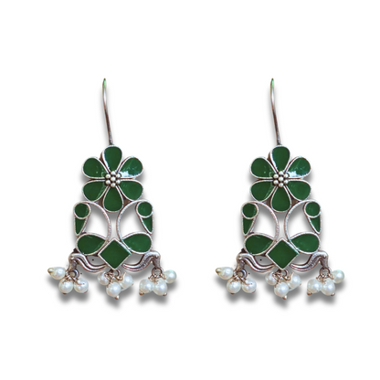 Meenakari Morni Hook Earring