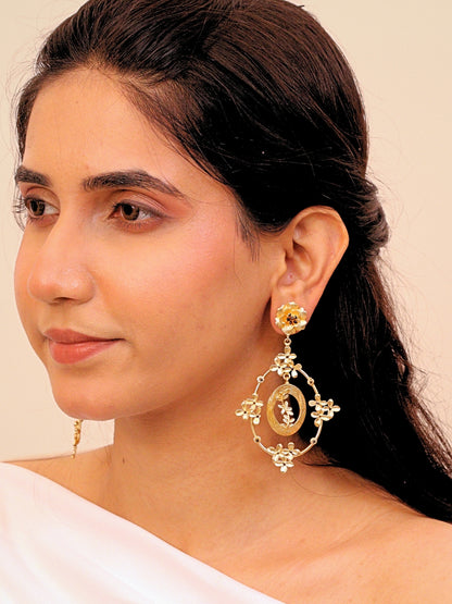 Viana Jewels Tamara Brass Earrings for Women 18K Gold Plated Handmade