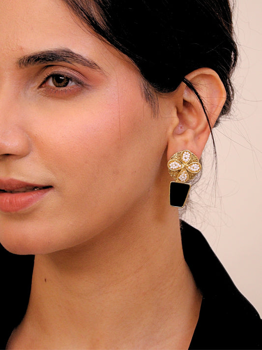 Viana Jewels Inaya Brass Earrings for Women 18K Gold Plated Handmade