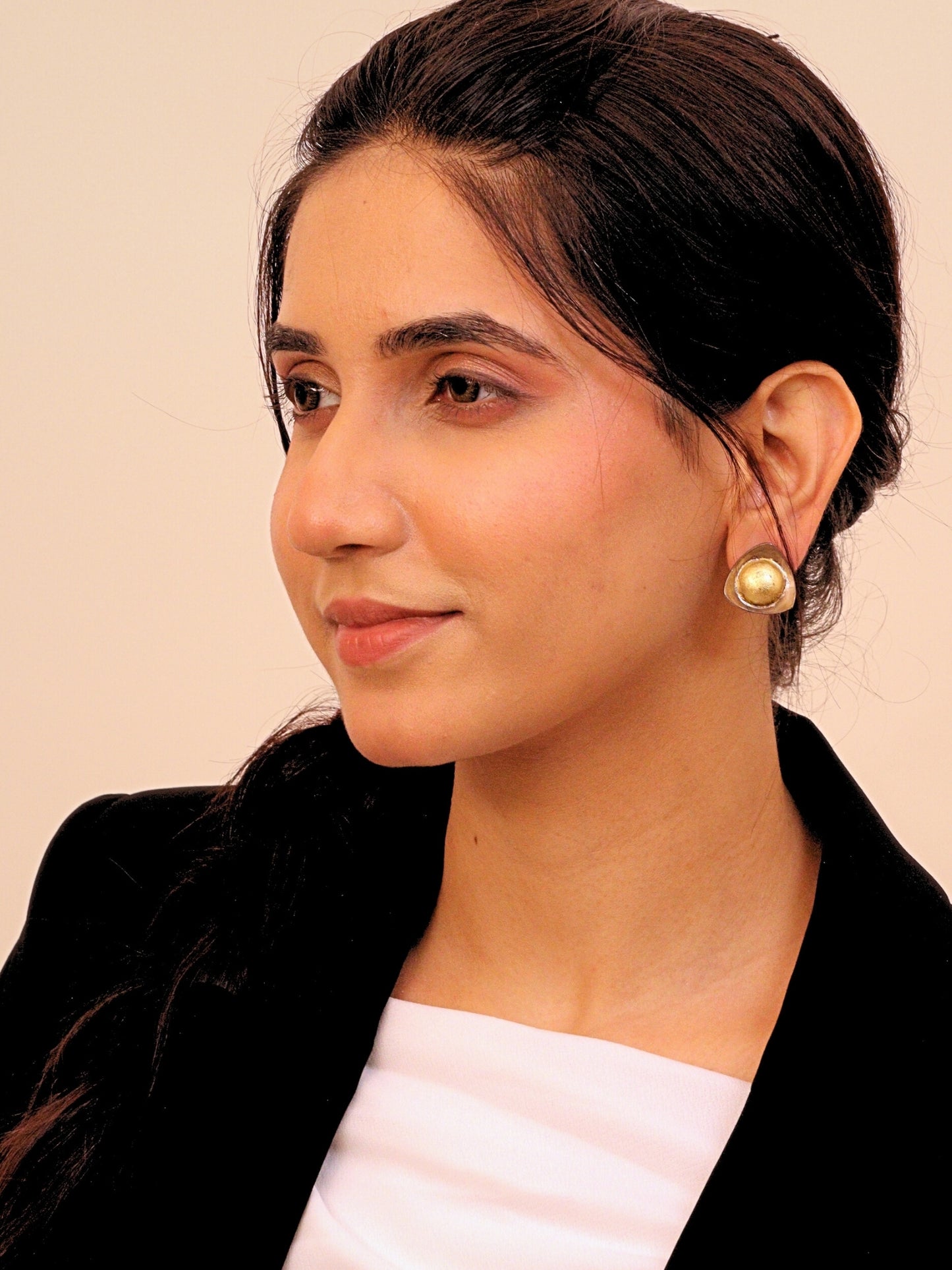 Viana Jewels Ziya Dual Tone Brass Earrings for Women 18K Gold Plated Handmade