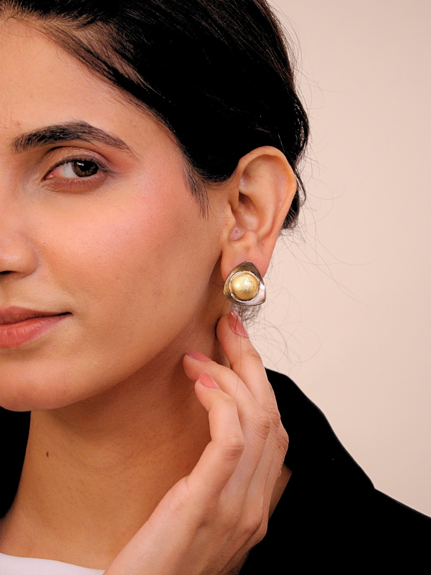 Viana Jewels Ziya Dual Tone Brass Earrings for Women 18K Gold Plated Handmade