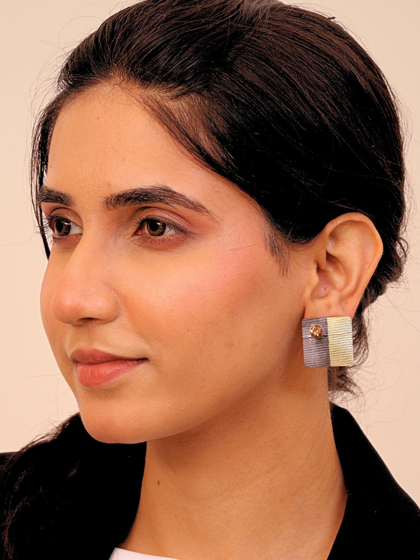 Viana Jewels Maaya Dual Tone Brass Earrings for Women 18K Gold Plated Handmade