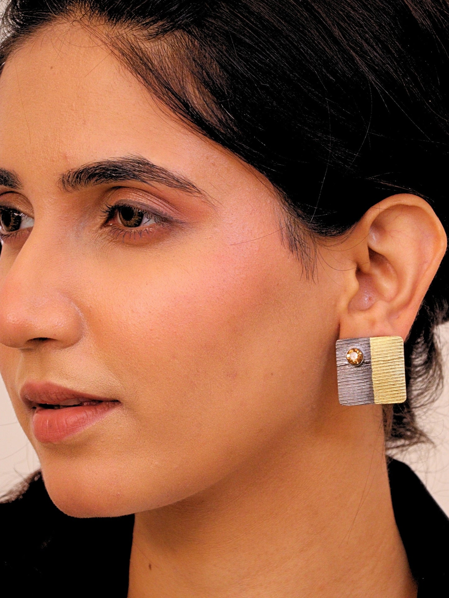 Viana Jewels Maaya Dual Tone Brass Earrings for Women 18K Gold Plated Handmade