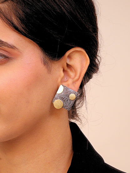 Viana Jewels Nyra Dual Tone Brass Earrings for Women 18K Gold Plated Handmade