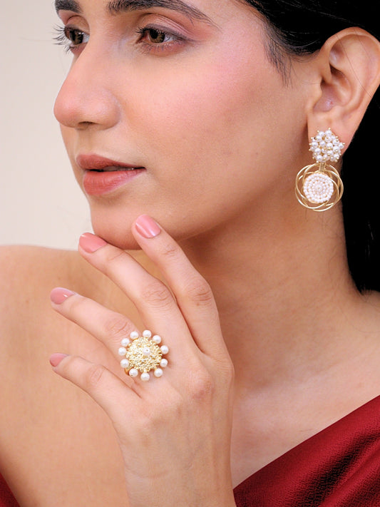 Viana Jewels Gulrukh Brass Earrings for Women 18K Gold Plated Handmade
