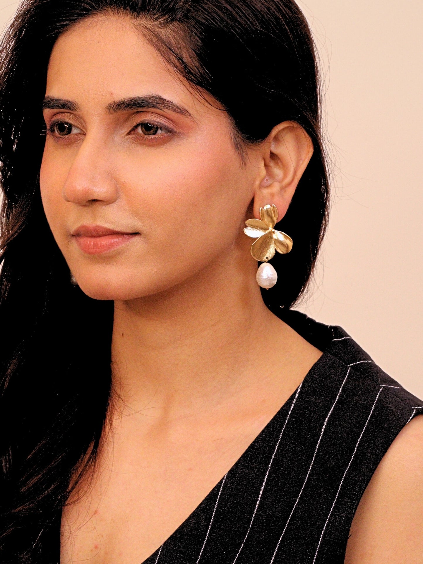 Viana Jewels Mehr Brass Earrings for Women 18K Gold Plated Handmade