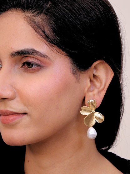 Viana Jewels Mehr Brass Earrings for Women 18K Gold Plated Handmade
