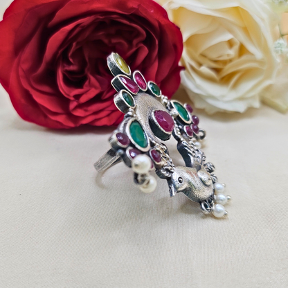 Majestic Peacock Silver Ring