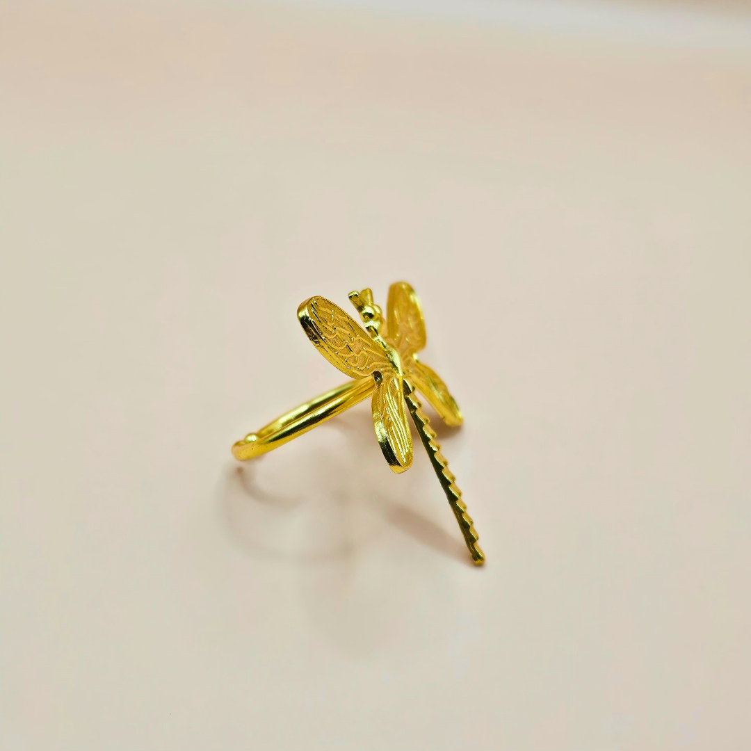 Statement Dragonfly brass ring