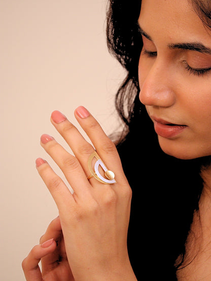 Viana Jewels Raya Dual Tone Adjustable Brass Ring 18K Gold Plated Handmade