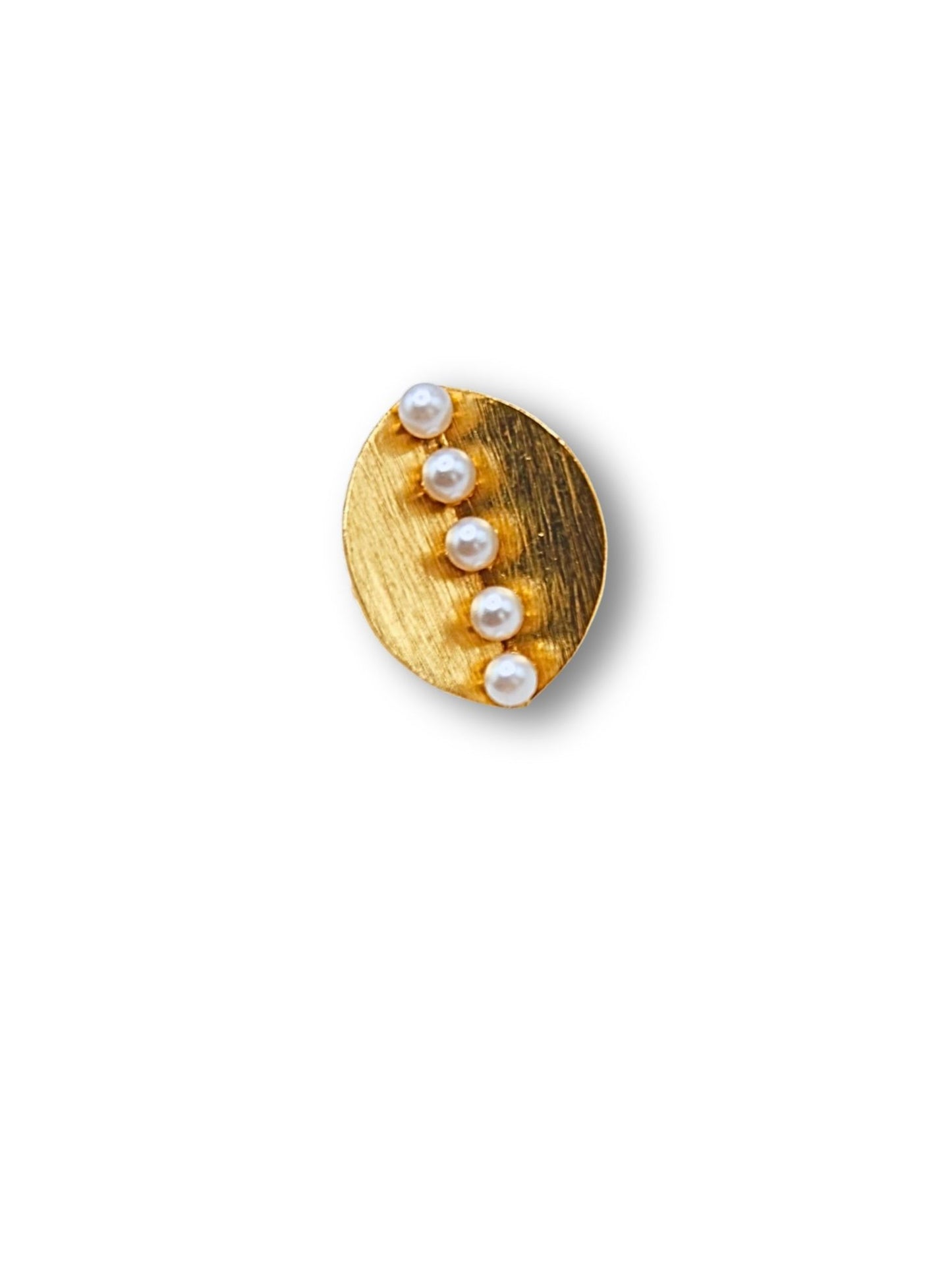 Viana Jewels Aroosh Brass & Pearl Adjustable Ring 18K Gold Plated Handmade