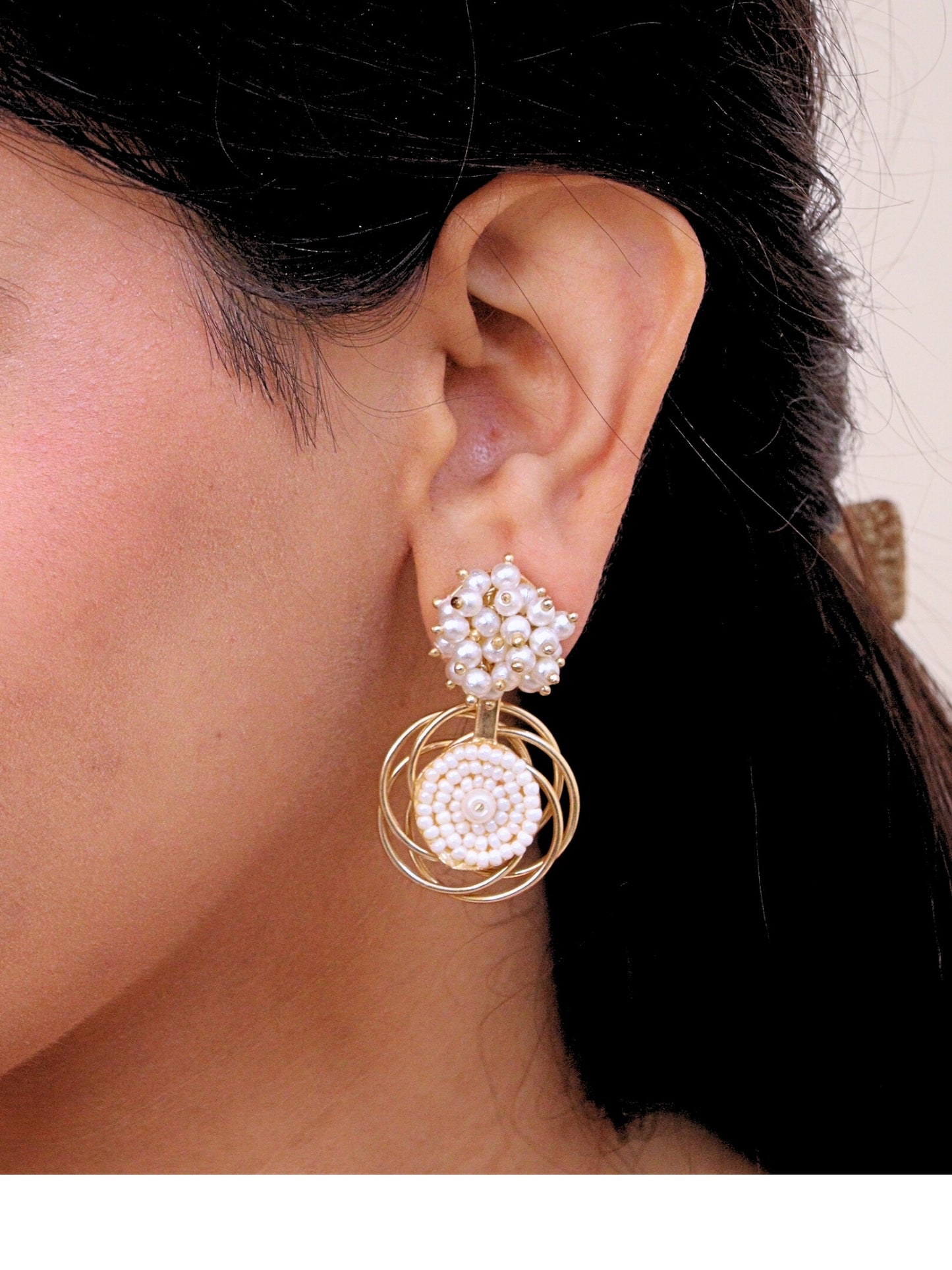 Viana Jewels Gulrukh Brass Earrings for Women 18K Gold Plated Handmade