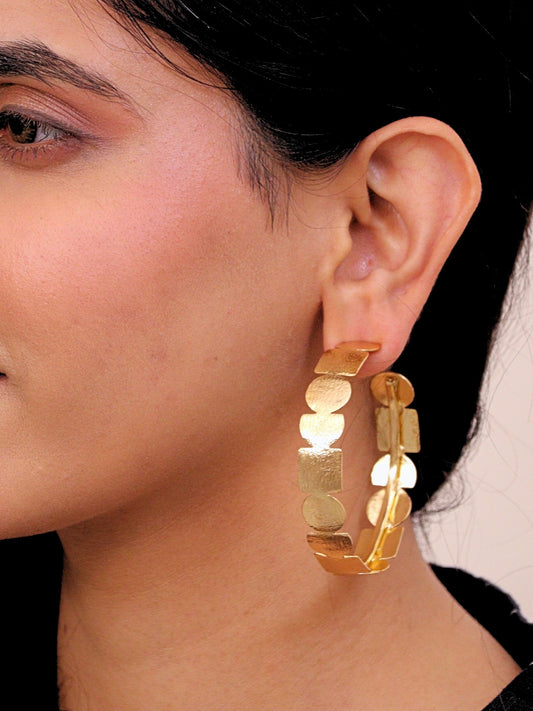 Viana Jewels Angel Brass Hoop Earrings for Women 18K Gold Plated Handmade