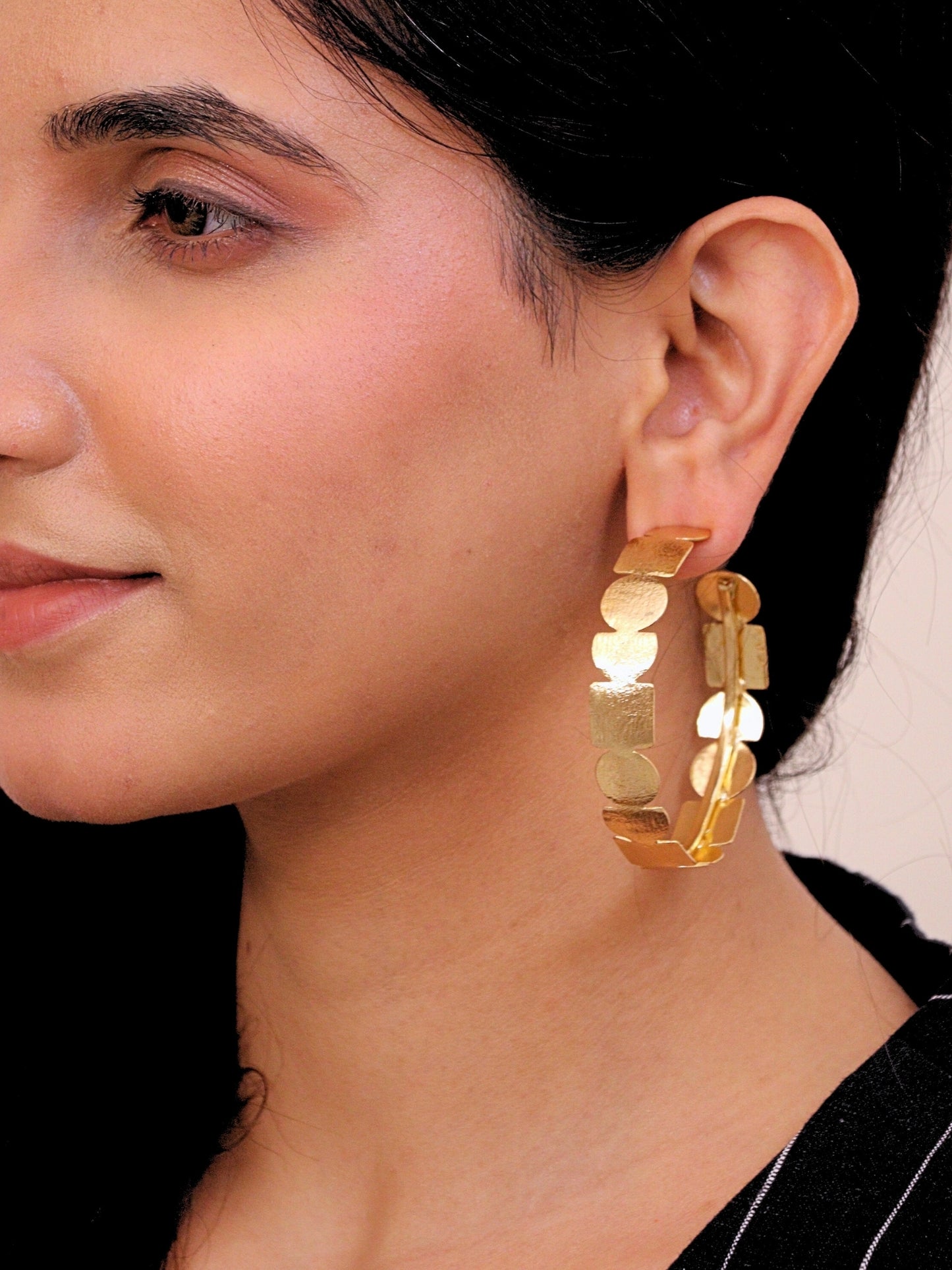 Viana Jewels Angel Brass Hoop Earrings for Women 18K Gold Plated Handmade