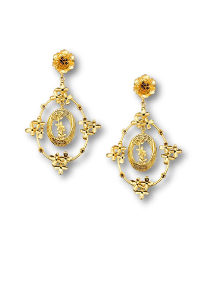 Viana Jewels Tamara Brass Earrings for Women 18K Gold Plated Handmade