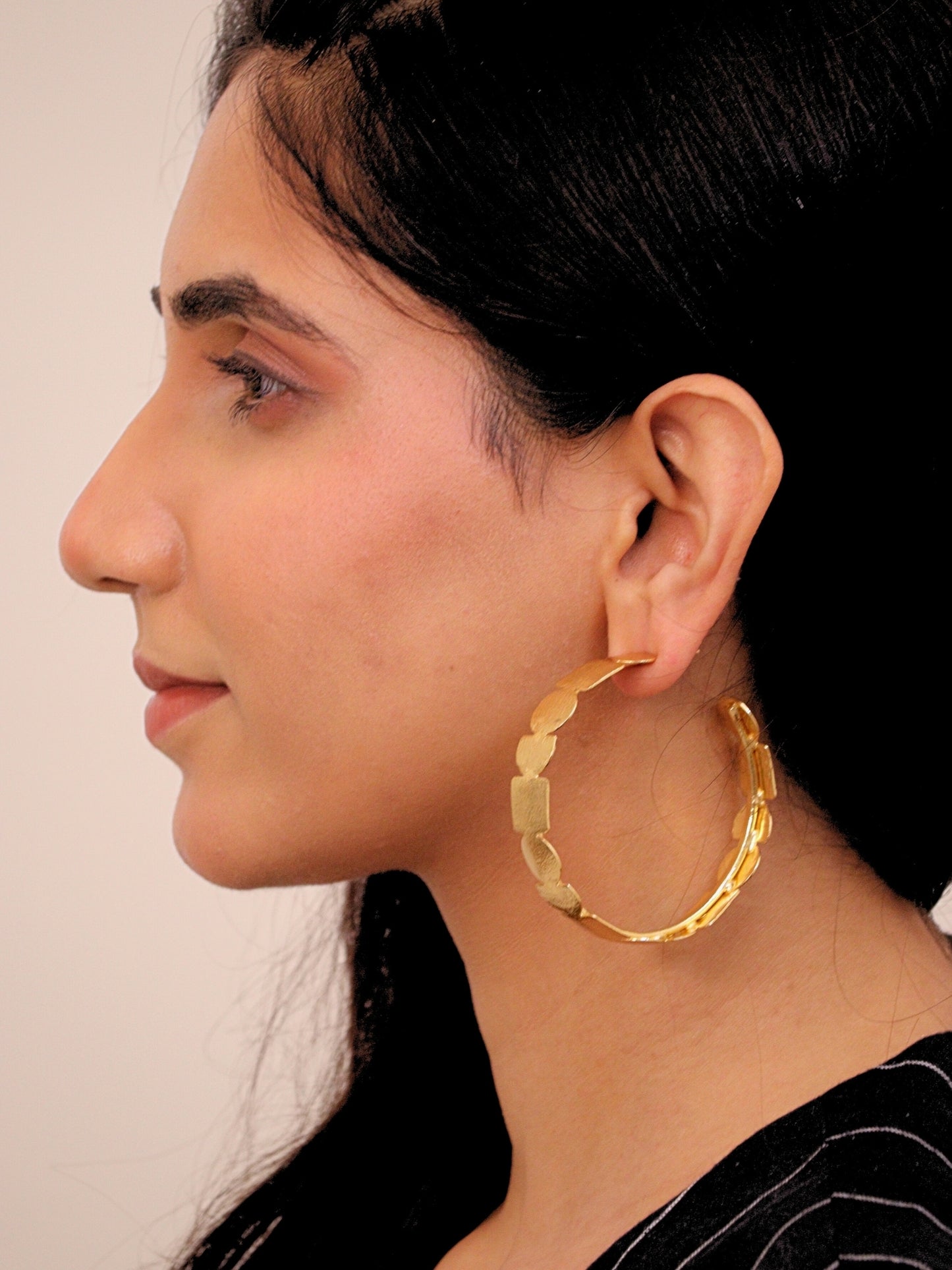 Viana Jewels Angel Brass Hoop Earrings for Women 18K Gold Plated Handmade