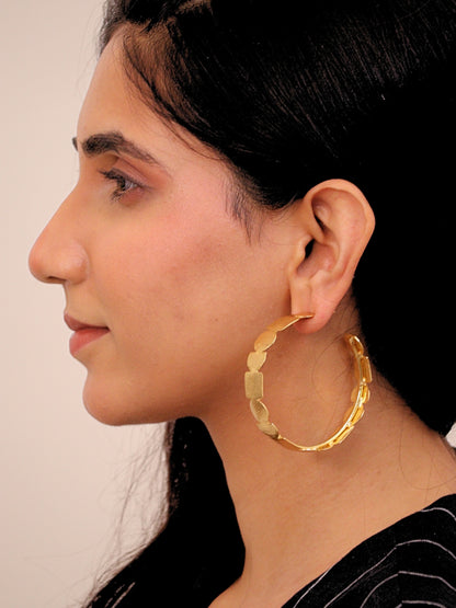 Viana Jewels Angel Brass Hoop Earrings for Women 18K Gold Plated Handmade