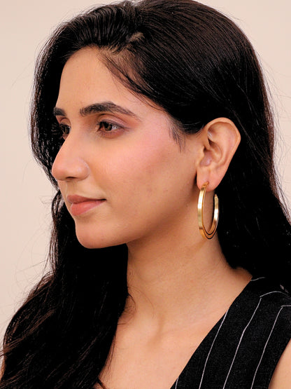Viana Jewels Avyaya Brass Hoop Earrings for Women 18K Gold Plated Handmade