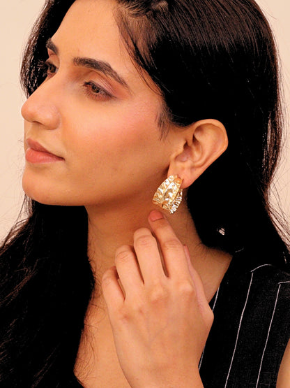 Viana Jewels Hemaya Beaten Brass Hoop Earrings 18K Gold Plated Handmade