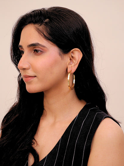 Viana Jewels Avyaya Brass Hoop Earrings for Women 18K Gold Plated Handmade