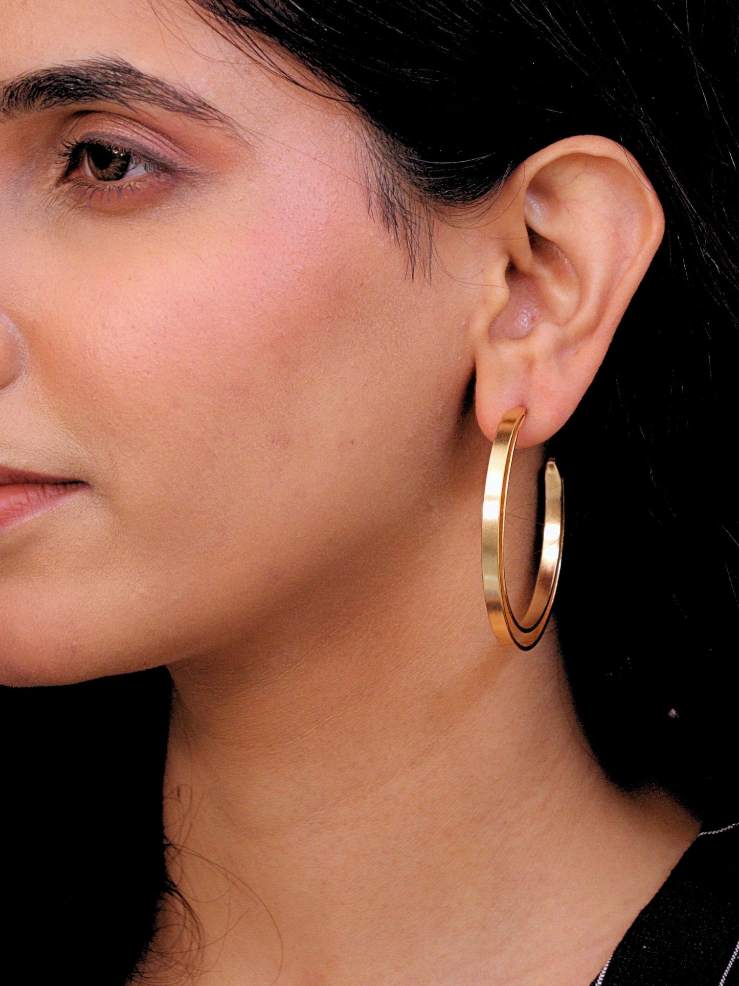 Viana Jewels Avyaya Brass Hoop Earrings for Women 18K Gold Plated Handmade