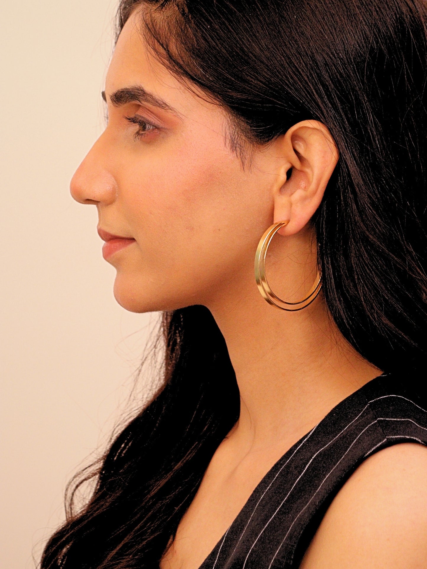 Viana Jewels Angel Brass Hoop Earrings for Women 18K Gold Plated Handmade