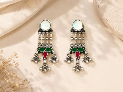 VIANA JEWELS Malalai Mirror Drop Tassel Earrings