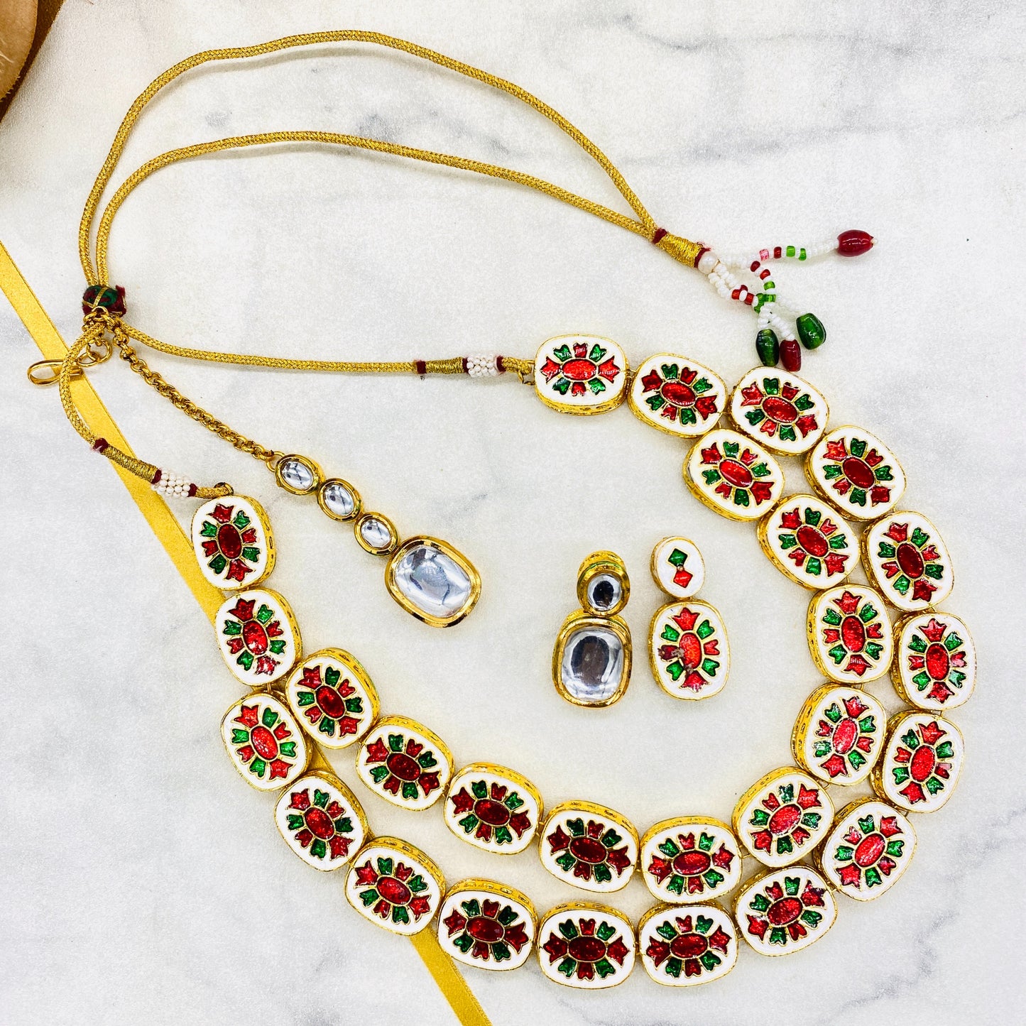 Radiant Two Layer Kundan Choker With Meenakari Work At The Back