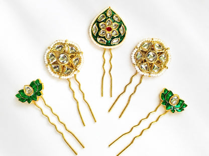 VIANA JEWELS Kesh Qala Meenakari Hair Clip For Women
