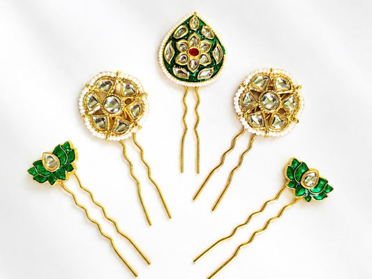 VIANA JEWELS Kesh Qala Meenakari Hair Clip For Women