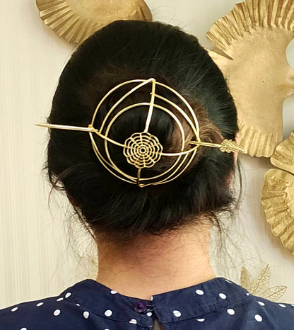 VIANA JEWELS HAIR BUN, Decorative Arrowhead Set, 2 Pieces, Brass