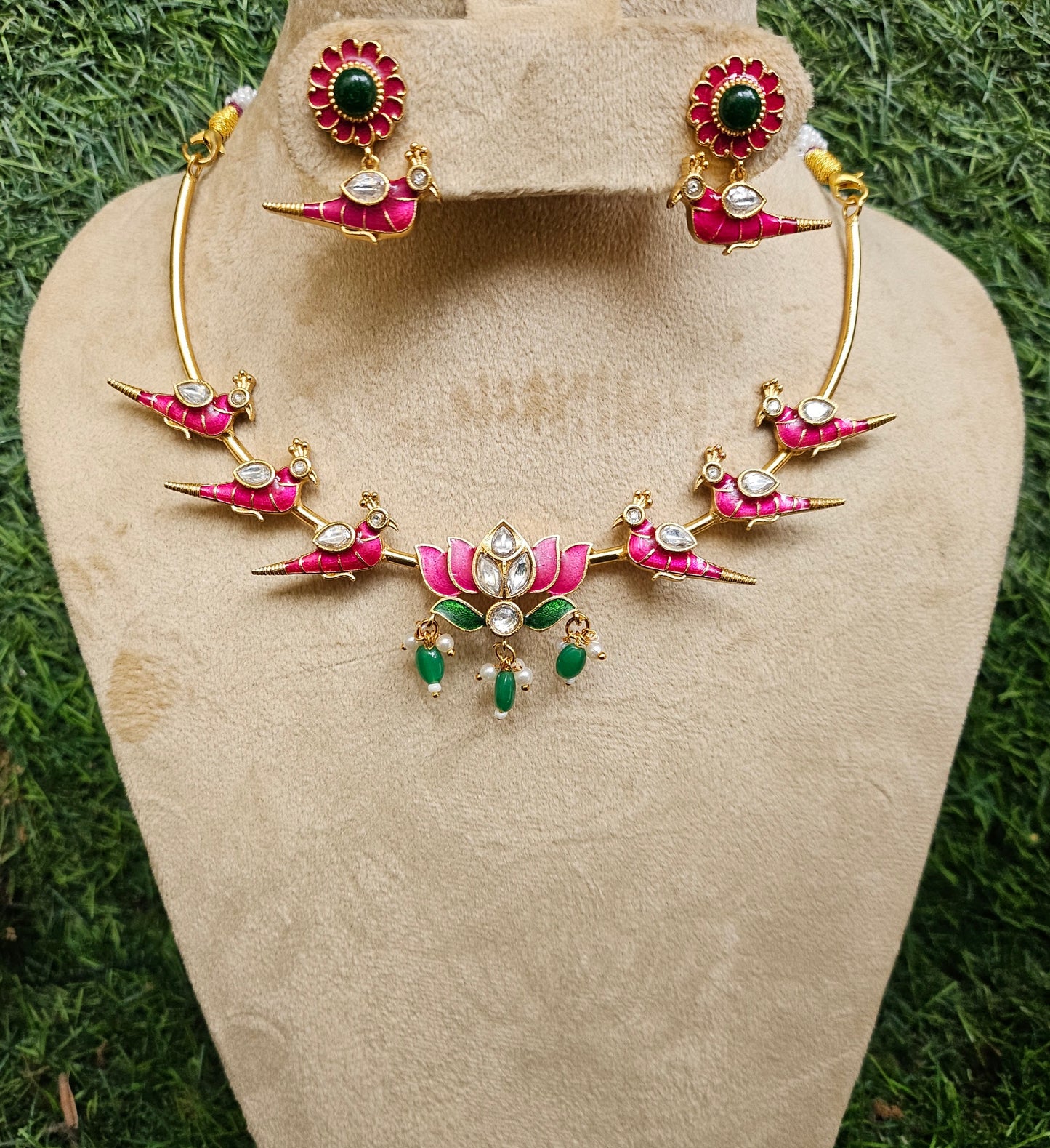 Lotus  Meenakari Hasli Choker