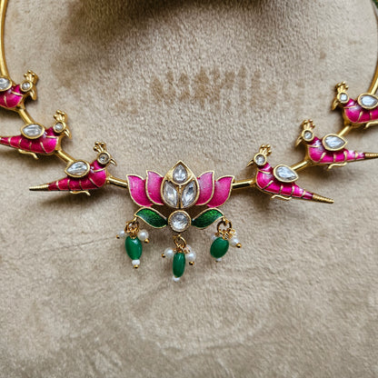 Lotus  Meenakari Hasli Choker