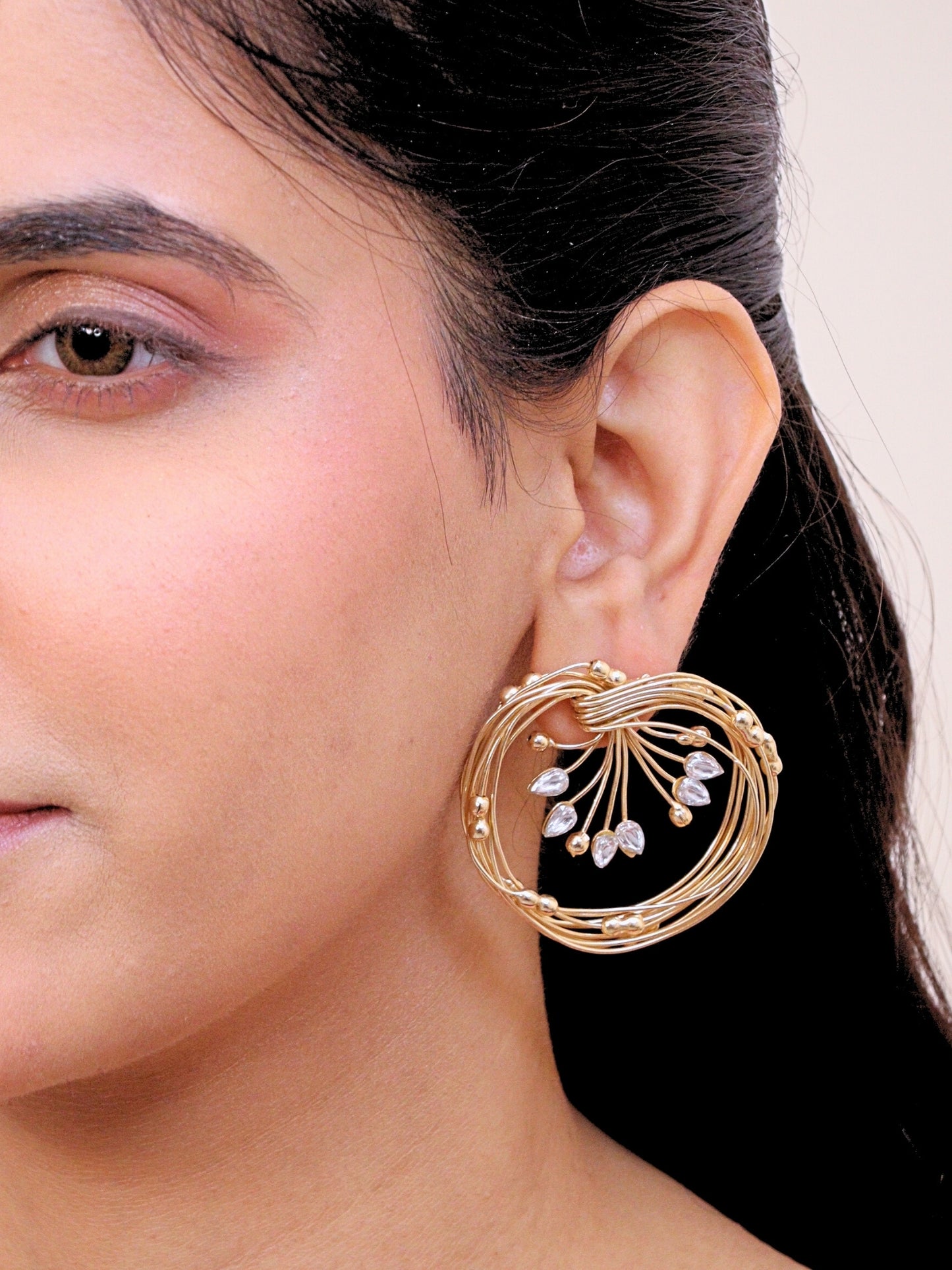 Viana Jewels Jahanara Brass Earrings for Women 18K Gold Plated Handmade