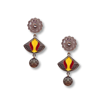 Saanjh Silver Meenakari Earrings