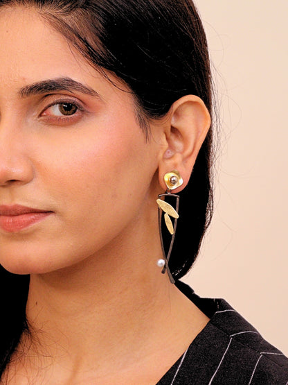 Viana Jewels Aadrika Black Polish Brass Earrings for Women Handmade