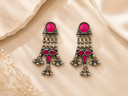 VIANA JEWELS Laila Mirror Bar-Drop Tassel Earrings