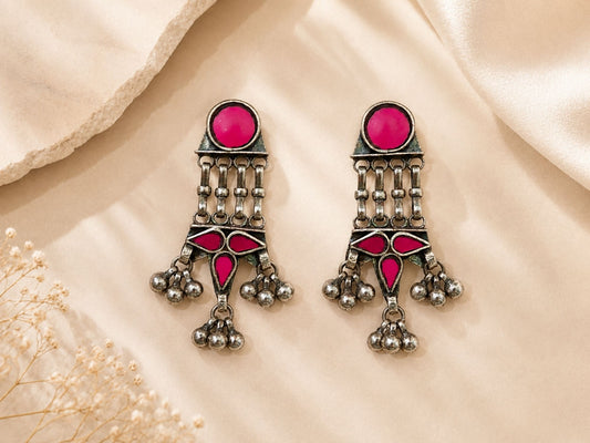 VIANA JEWELS Laila Mirror Bar-Drop Tassel Earrings
