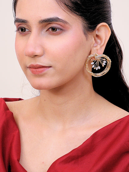 Viana Jewels Jahanara Brass Earrings for Women 18K Gold Plated Handmade