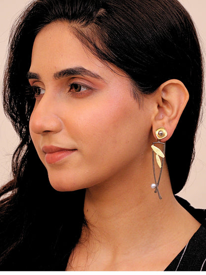 Viana Jewels Aadrika Black Polish Brass Earrings for Women Handmade