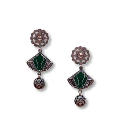 Saanjh Silver Meenakari Earrings