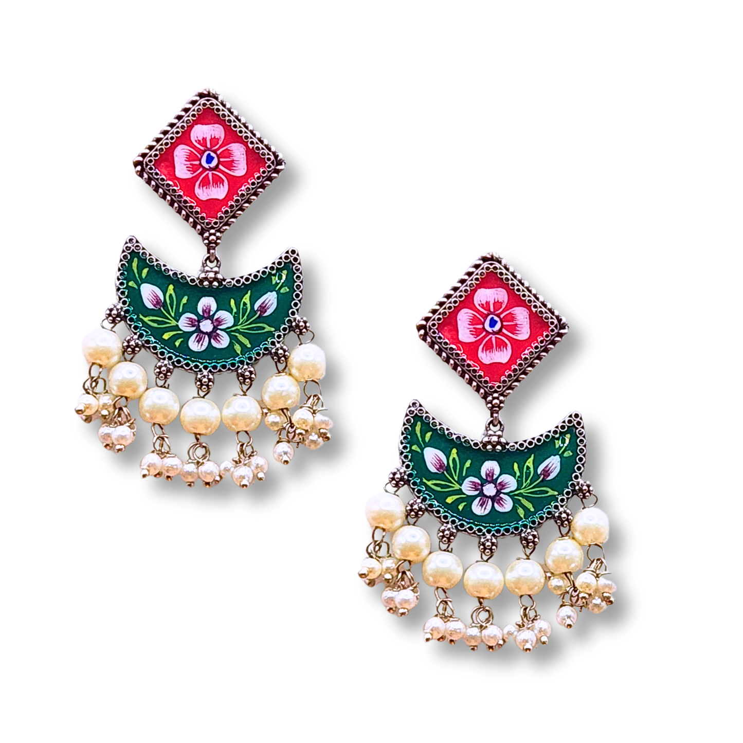 Mandira Silver Meenakari Chandballi