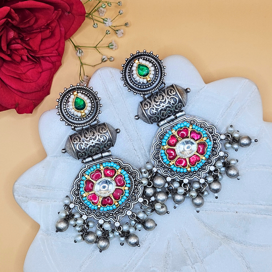 Dandiya Diva Pachi Kundan Earrings