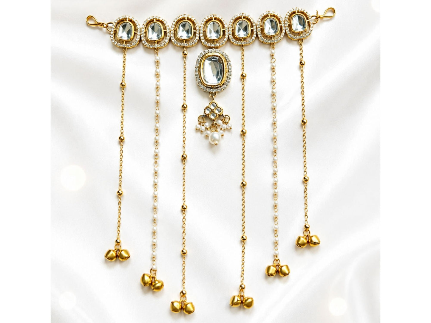 VIANA JEWELS Saundarya Rajwadi Kundan Hair Chain For Women