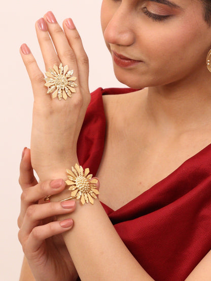 Viana Jewels Aroosha Adjustable Brass Bracelet for Women 18K Gold Plated